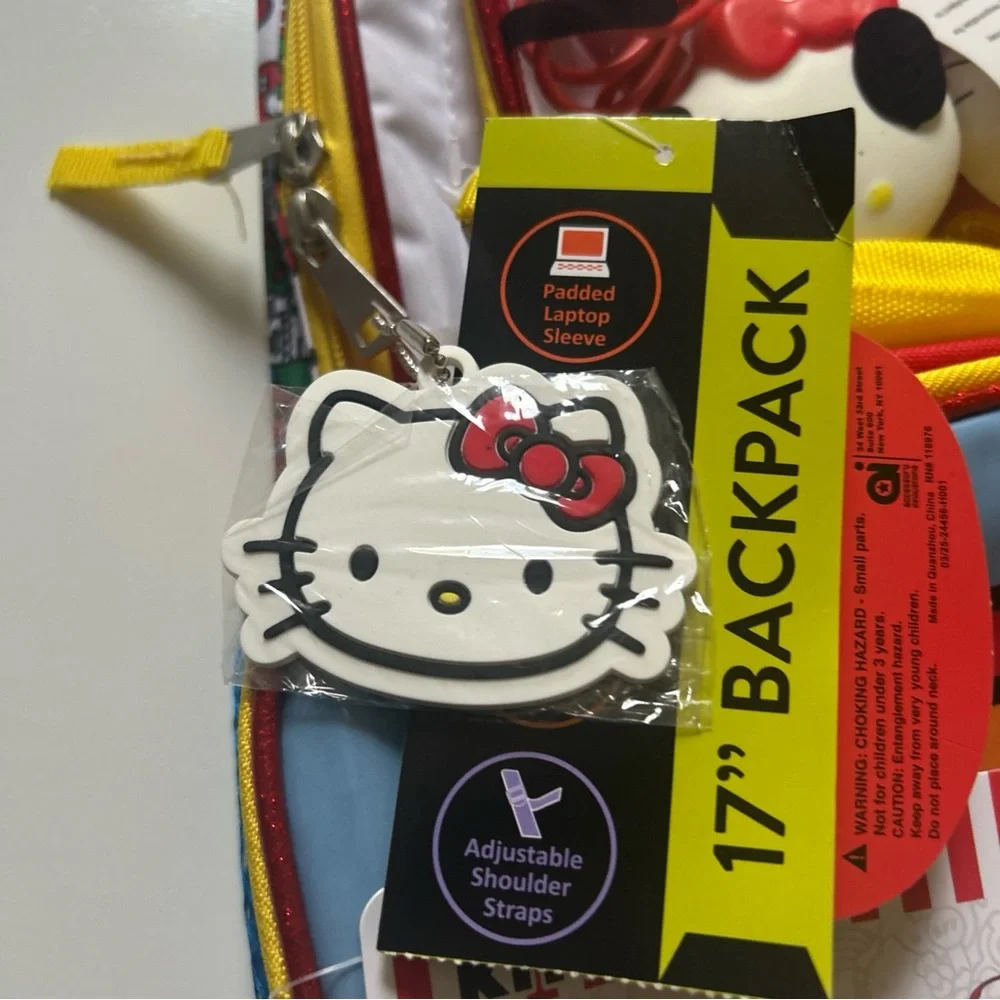 Hello Kitty Multi Color 4-Piece 17” backpack set with lunch box and more NWT
